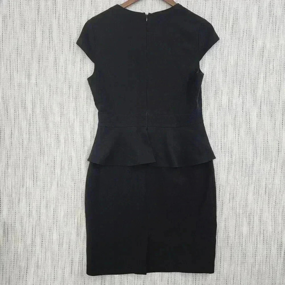 Ann Taylor Cap Sleeve Midi Dress 8 Black Ruffle Details work career - Picture 2 of 9